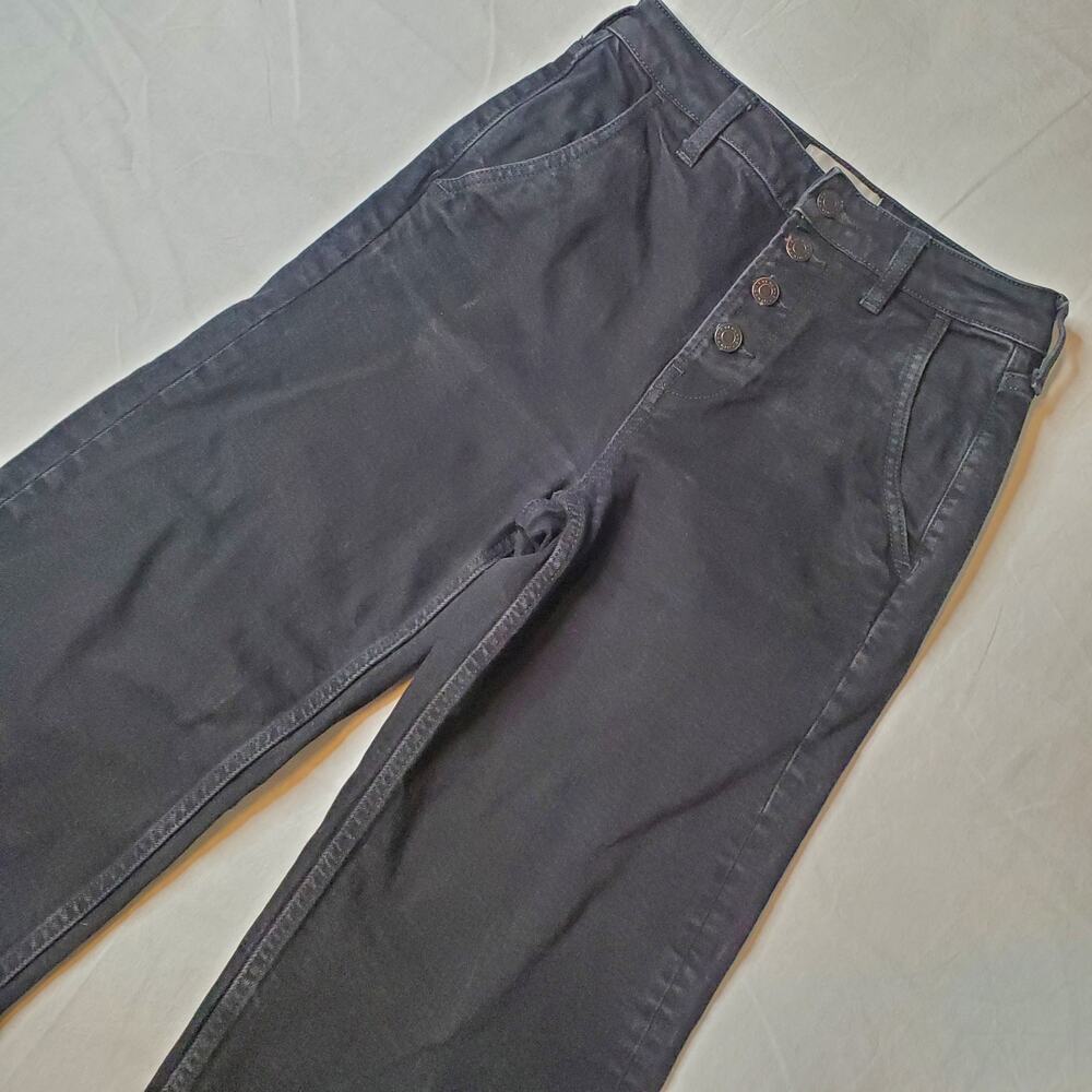 Everlane Women Size 26 Wide Leg High-Waisted Jeans Slash Pocket Button Fly Black